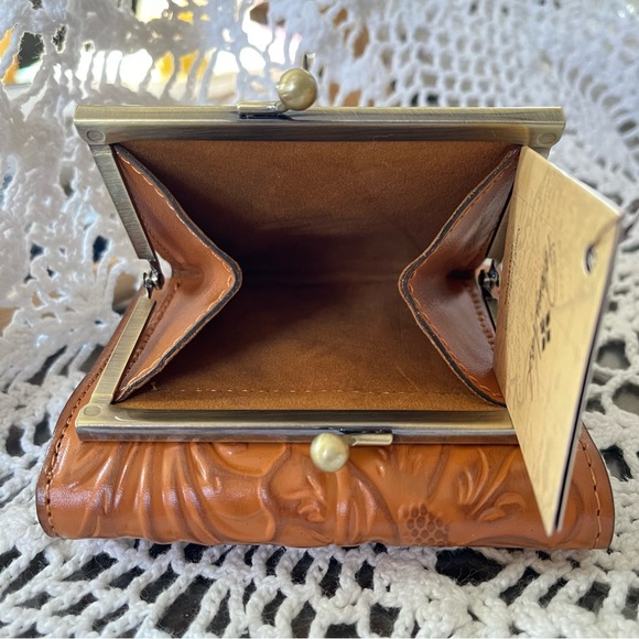 PATRICIA NASH Wallet Reiti Bi-Fold Tooled Brown Leather RFID Cognac - Picture 3 of 7